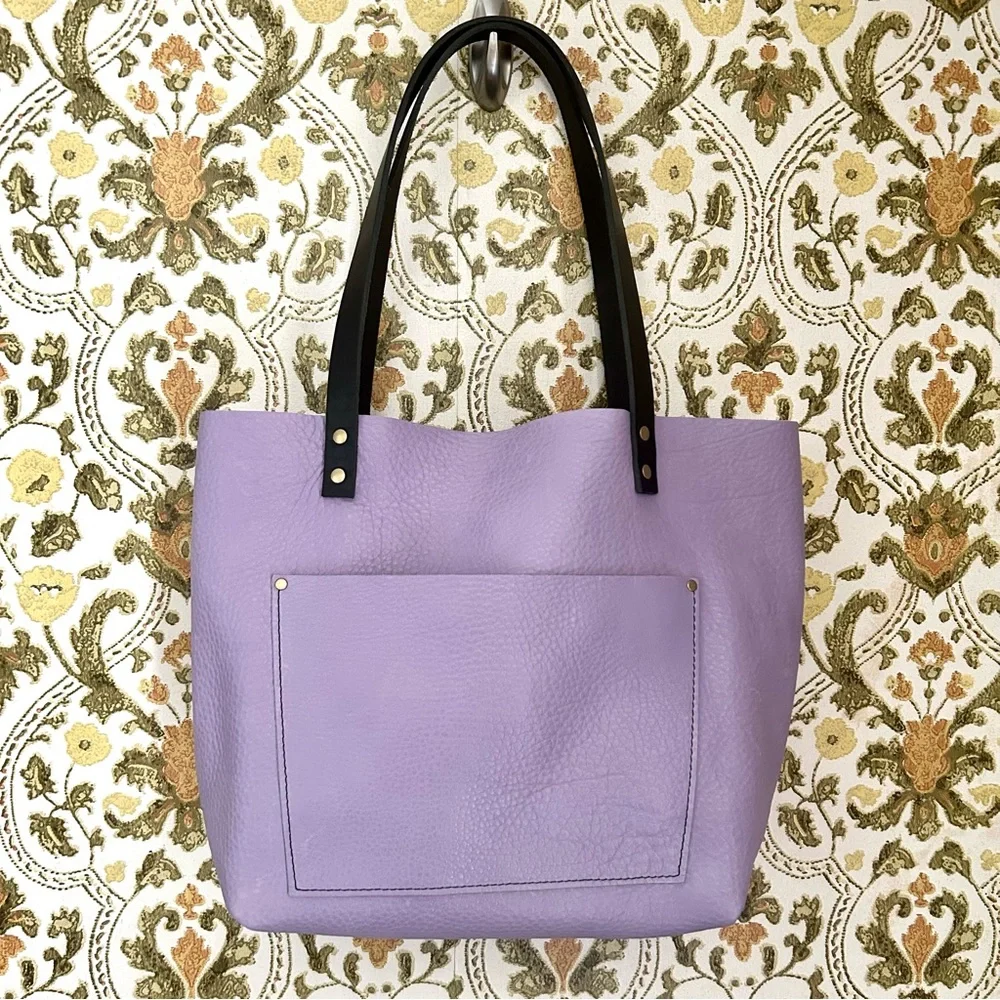Portland Leather Goods RARE UNICORN Wisteria Lavender Classic Large Tote Bag - Picture 1 of 11